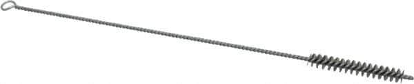 Schaefer Brush - 3" Long x 1/2" Diam Stainless Steel Long Handle Wire Tube Brush - Single Spiral, 15" OAL, 0.006" Wire Diam, 0.17" Shank Diam - First Tool & Supply