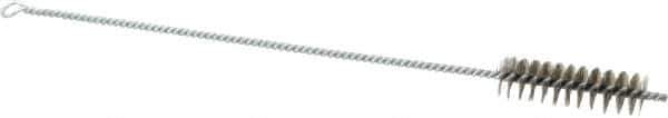 Schaefer Brush - 3" Long x 7/8" Diam Stainless Steel Long Handle Wire Tube Brush - Single Spiral, 15" OAL, 0.007" Wire Diam, 3/8" Shank Diam - First Tool & Supply