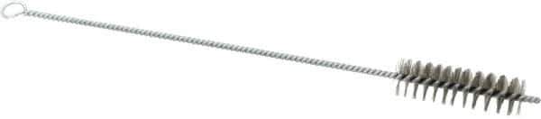 Schaefer Brush - 3" Long x 1" Diam Stainless Steel Long Handle Wire Tube Brush - Single Spiral, 15" OAL, 0.007" Wire Diam, 3/8" Shank Diam - First Tool & Supply