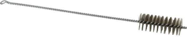Schaefer Brush - 3" Long x 1-1/4" Diam Stainless Steel Long Handle Wire Tube Brush - Single Spiral, 15" OAL, 0.007" Wire Diam, 3/8" Shank Diam - First Tool & Supply