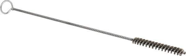 Schaefer Brush - 3" Long x 3/8" Diam Stainless Steel Long Handle Wire Tube Brush - Single Spiral, 27" OAL, 0.005" Wire Diam, 0.145" Shank Diam - First Tool & Supply