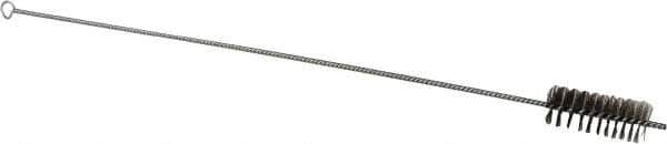 Schaefer Brush - 3" Long x 1-1/4" Diam Stainless Steel Long Handle Wire Tube Brush - Single Spiral, 27" OAL, 0.007" Wire Diam, 3/8" Shank Diam - First Tool & Supply
