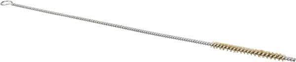 Schaefer Brush - 3" Long x 1/4" Diam Brass Long Handle Wire Tube Brush - Single Spiral, 27" OAL, 0.005" Wire Diam, 0.13" Shank Diam - First Tool & Supply