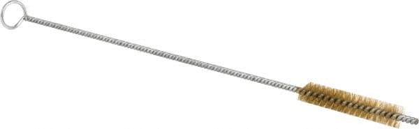 Schaefer Brush - 3" Long x 1/2" Diam Brass Long Handle Wire Tube Brush - Single Spiral, 27" OAL, 0.006" Wire Diam, 0.17" Shank Diam - First Tool & Supply