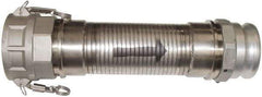 Kuriyama of America - 120" OAL, 4" ID, Flexible Metal Hose Assembly - 4" Fitting, Part A Adapter x Part D Coupler End Connections, Aluminum Fitting, 304 Stainless Steel Hose - First Tool & Supply