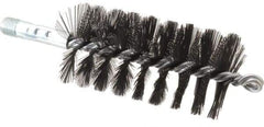 Schaefer Brush - 4-1/2" Brush Length, 2-1/4" Diam, Double Stem, Single Spiral Flue Brush - 7-1/2" Long, Tempered Steel Wire, 1/4" NPSM Male Connection - First Tool & Supply