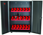 Wall Tree Locker - Holds 18 Pcs. HSK63A - Textured Black with Red Shelves - First Tool & Supply