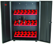 Wall Tree Locker - Holds 18 Pcs 30 Taper - Textured Black with Red Shelves - First Tool & Supply