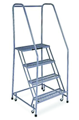 Model 1000; 4 Steps; 30 x 31'' Base Size - Steel Mobile Platform Ladder - First Tool & Supply