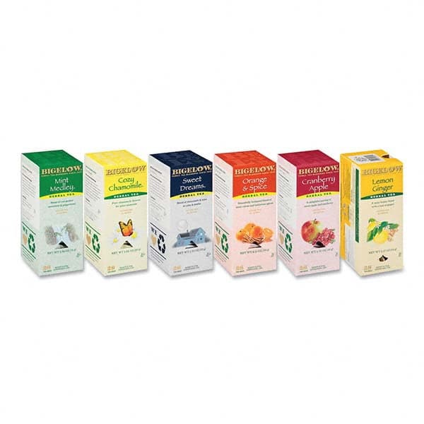 Bigelow - Coffee, Tea & Accessories Breakroom Accessory Type: Tea Bags Breakroom Accessory Description: Assorted Tea Packs, Six Flavors, 28/Box, 168/Carton - First Tool & Supply