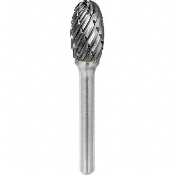 SGS Pro - 1/2" Cut Diam, 1/4" Shank Diam, Tungsten Carbide Steel Cut Oval Burr - First Tool & Supply