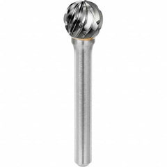 SGS Pro - 1/2" Cut Diam, 1/4" Shank Diam, Tungsten Carbide Steel Cut Ball Burr - First Tool & Supply