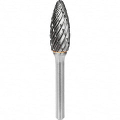 SGS Pro - 1/2" Cut Diam, 1/4" Shank Diam, Tungsten Carbide Steel Cut Flame Burr - First Tool & Supply