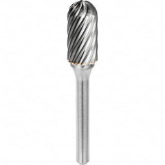 SGS Pro - 1/2" Cut Diam, 1/4" Shank Diam, Tungsten Carbide Inox Cut Ball Nose Cylinder Burr - First Tool & Supply