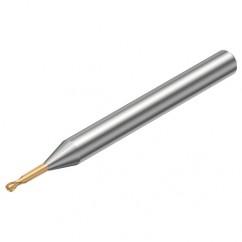 R216.42-0Grade 1030-JC10G 1700 1mm 2 FL Solid Carbide ball nose endmill w/Cylindrical with Neck Shank - First Tool & Supply