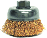 3" Crimped Wire Cup Brush - .020 Bronze; 5/8-11 A.H. - Non-Sparking Wire Wheel - First Tool & Supply