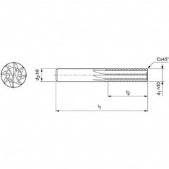 Mapal - Spiral Router Bits Cutting Diameter (mm): 16.00 Number of Flutes: 8 - First Tool & Supply