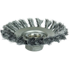 4″ Knot Wire Bevel Brush, .014″ Steel Fill, 5/8″-11 UNC Nut - First Tool & Supply