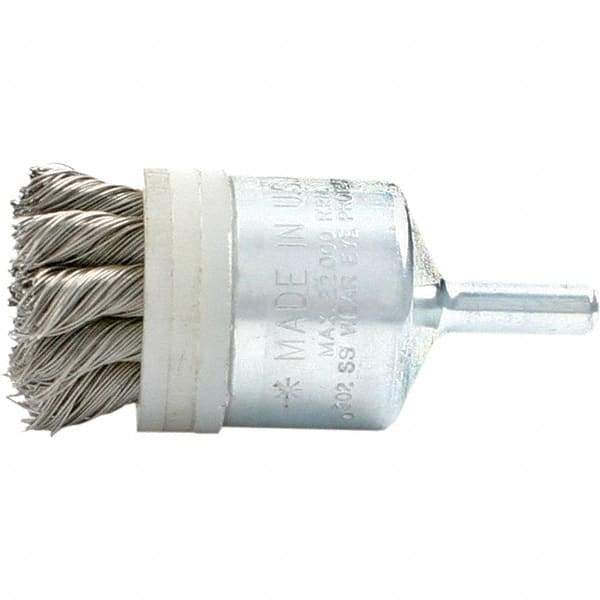 Brush Research Mfg. - 3/4" Brush Diam, Knotted, End Brush - 1/4" Diam Steel Shank, 20,000 Max RPM - First Tool & Supply