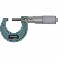 Mitutoyo - Mechanical Outside Micrometers Minimum Measurement (Decimal Inch): 0.0000 Maximum Measurement (Decimal Inch): 1.0000 - First Tool & Supply