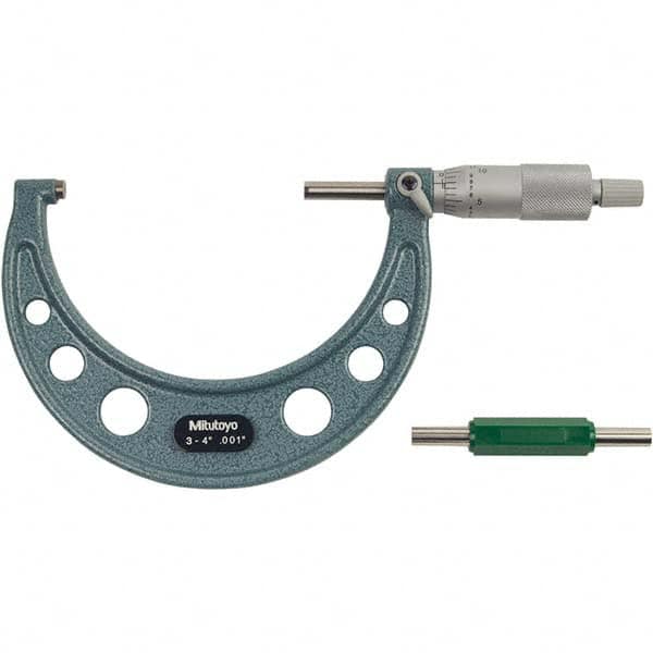 Mitutoyo - Mechanical Outside Micrometers Minimum Measurement (Decimal Inch): 3.0000 Maximum Measurement (Decimal Inch): 4.0000 - First Tool & Supply