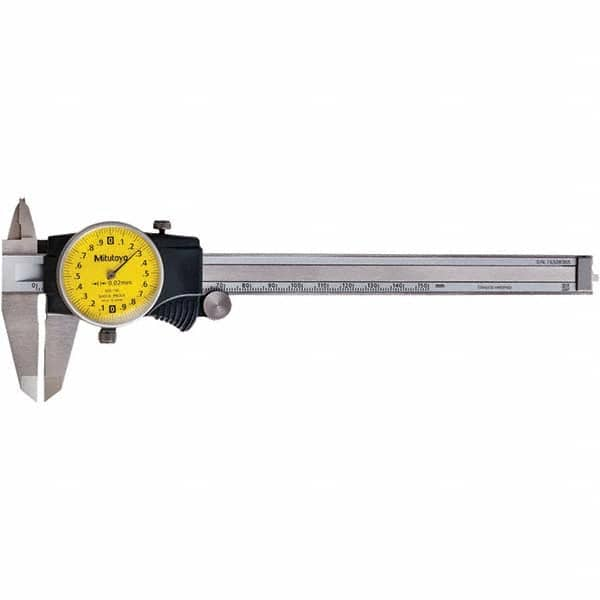 Mitutoyo - Dial Calipers Maximum Measurement (mm): 150 Dial Graduation (mm): 0.02 - First Tool & Supply