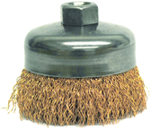 4" Crimped Wire Cup Brush - .020 Bronze; 5/8-11 A.H. - Non-Sparking Wire Wheel - First Tool & Supply