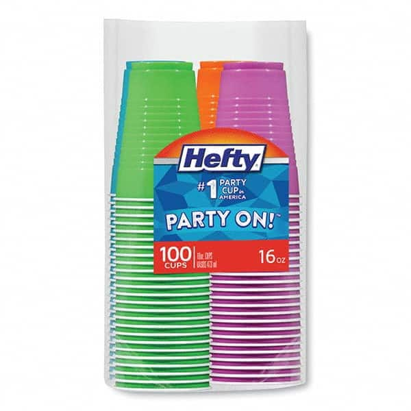 Hefty - Easy Grip Disposable Plastic Party Cups, 16 oz, Assorted, 100/Pack - First Tool & Supply