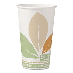 DART - Bare by Solo Eco-Forward PLA Paper Hot Cups, Leaf Design, 16 oz, 1000/Carton - First Tool & Supply