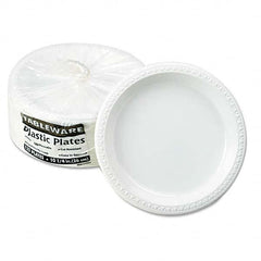 Tablemate Products - Plastic Dinnerware, Plates, 10-1/4" Diam, White, 125/Pack - First Tool & Supply