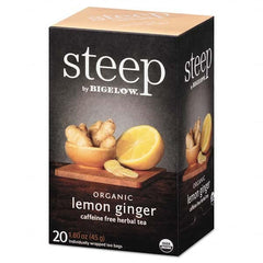 Bigelow - Coffee, Tea & Accessories Breakroom Accessory Type: Tea Bags Breakroom Accessory Description: Steep Tea, Lemon Ginger, 1.6 oz Tea Bag, 20/Box - First Tool & Supply