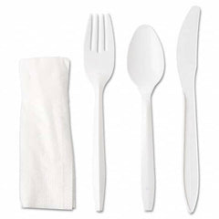 GEN - Wrapped Cutlery Kit, Fork/Knife/Spoon/Napkin, White, 250/Carton - First Tool & Supply