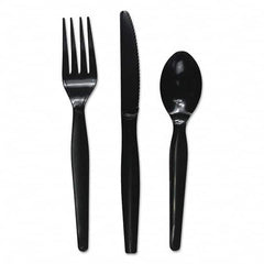 Boardwalk - Three-Piece Cutlery Kit, Fork/Knife/Teaspoon, Heavyweight, Black, 250/Carton - First Tool & Supply