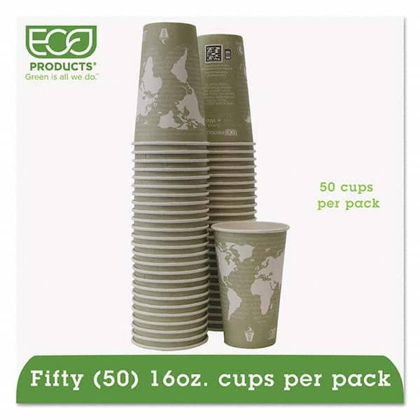 ECO PRODUCTS - World Art Renewable/Compostable Hot Cups, 16 oz, Moss, 50/Pack - First Tool & Supply