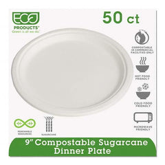 ECO PRODUCTS - Renewable & Compostable Sugarcane Plates, 9", 50/PK - First Tool & Supply