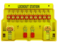Padllock Wall Station - 15-1/2 x 22 x 1-3/4''-With (10) Xenoy Padlocks - First Tool & Supply