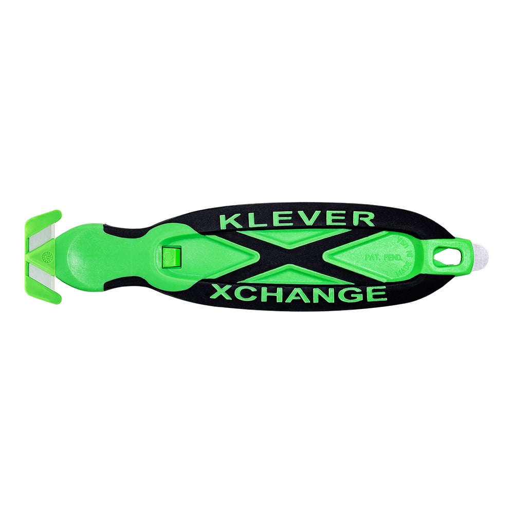 Klever Innovations - Utility Knives, Snap Blades & Box Cutters; Type: Safety Blade ; Blade Type: Concealed ; Number of Blades Included: 1 ; Number of Blades: 1 ; Handle Material: Plastic ; Color: Green - Exact Industrial Supply