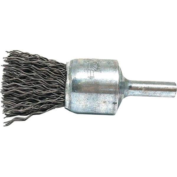 Brush Research Mfg. - 3/4" Brush Diam, Crimped, End Brush - 1/4" Diam Steel Shank, 20,000 Max RPM - First Tool & Supply
