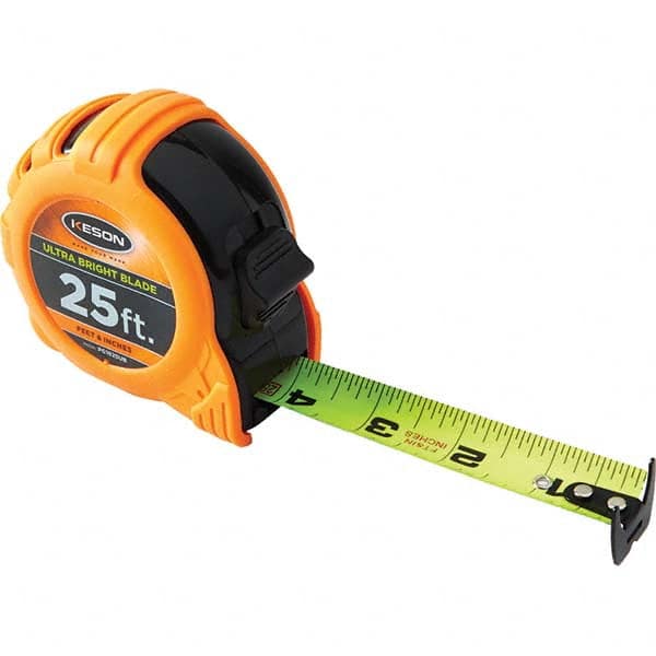 Keson - 25' x 1" Hi-Vis Yellow/White Blade Tape Measure - First Tool & Supply