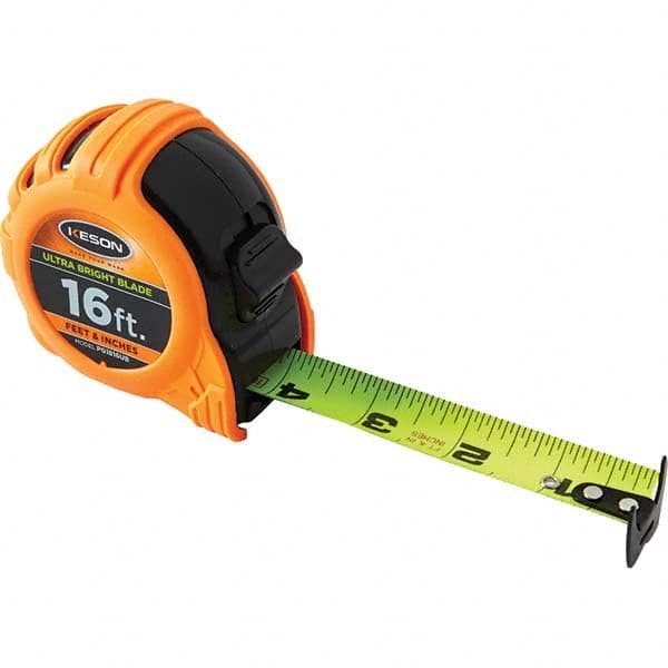 Keson - 16' x 1" Hi-Vis Yellow/White Blade Tape Measure - First Tool & Supply