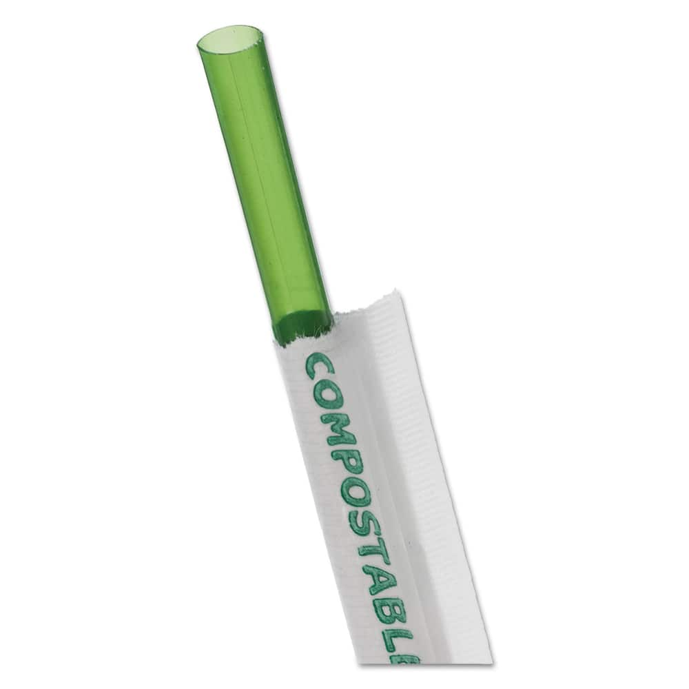 ECO PRODUCTS - Paper & Plastic Cups, Plates, Bowls & Utensils; Breakroom Accessory Type: Straws ; Breakroom Accessory Description: Straws/Stems/Sticks-Wrapped Straw ; Color: Green - Exact Industrial Supply