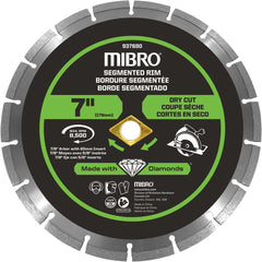 Mibro - Wet & Dry-Cut Saw Blades; Blade Diameter (Inch): 7 ; Blade Material: Diamond Matrix ; Arbor Style: Round w/ Diamond Knockout ; Arbor Hole Diameter (mm): 20.00 ; Application: Tile ; Number of Teeth: 14 - Exact Industrial Supply