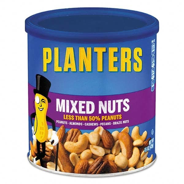 Planters - Snacks, Cookies, Candy & Gum Breakroom Accessory Type: Nuts Breakroom Accessory Description: Mixed Nuts, 15 oz Can - First Tool & Supply