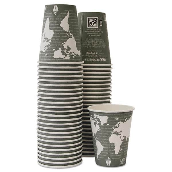 ECO PRODUCTS - World Art Renewable/Compostable Hot Cups, 12 oz, Gray, 50/Pack,10 Pack/Carton - First Tool & Supply