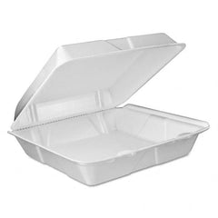 DART - Foam Vented Hinged Lid Containers, 9w x 9 2/5d x 3h, White, 100/PK, 2 PK/CT - First Tool & Supply