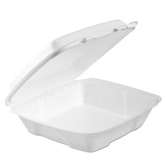 DART - Foam Hinged Lid Container, 1-Comp, 9 x 9 2/5 x 3, White, 100/Bag, 2 Bag/Carton - First Tool & Supply