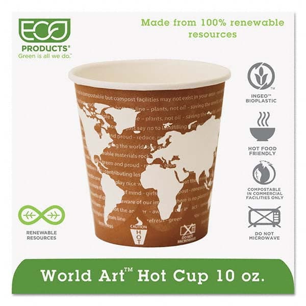 ECO PRODUCTS - World Art Renewable Compostable Hot Cups, 10 oz, 50/PK, 20 PK/CT - First Tool & Supply