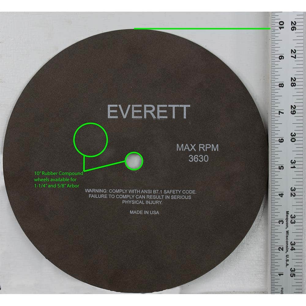 Everett - Cutoff Wheels; Tool Compatibility: Chop Saws; Cut-Off Saw; Electric-Powered Saw; Portable Saw; Shop Saw; Stationary Saw ; Wheel Diameter (Inch): 10 ; Hole Size (Decimal Inch): 0.0620 ; Hole Size (mm): 1.250 ; Wheel Thickness (Inch): .625 ; Abra - Exact Industrial Supply