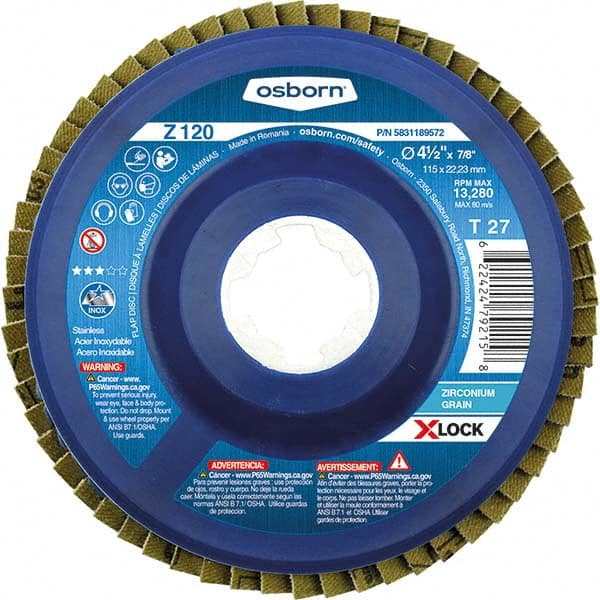 Osborn - 5" 120 Grit 5/8-11 Center Hole Type 27 Zirconia Alumina Flap Disc - First Tool & Supply