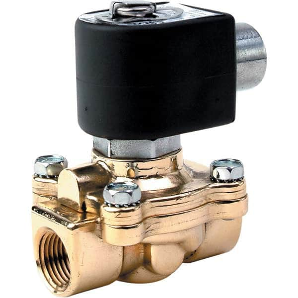 Parker - 24 VDC 1/2" NPT Port Brass Two-Way Internally Piloted Diaphragm Solenoid Valve - First Tool & Supply